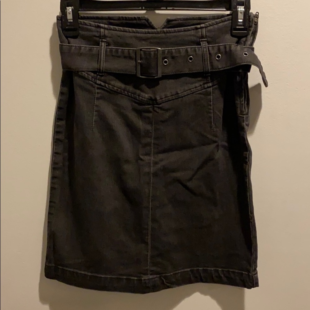 Grey Denim Belted Skirt